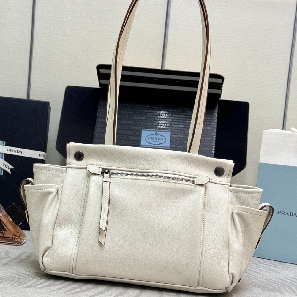 Pra*a Route medium leather tote bag(HIGH-END GRADE)