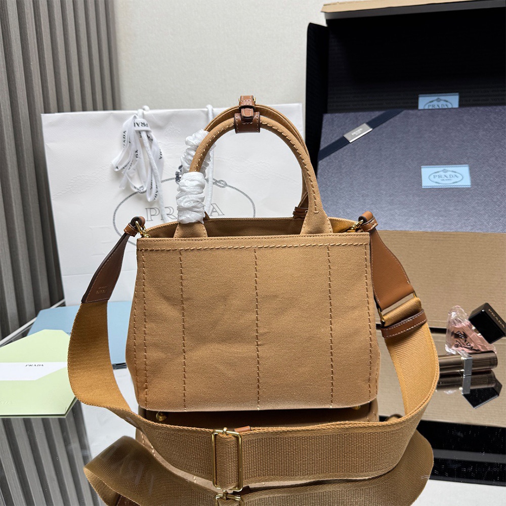 Pra*a Jardiniere small cotton canvas bag(HIGH-END GRADE)