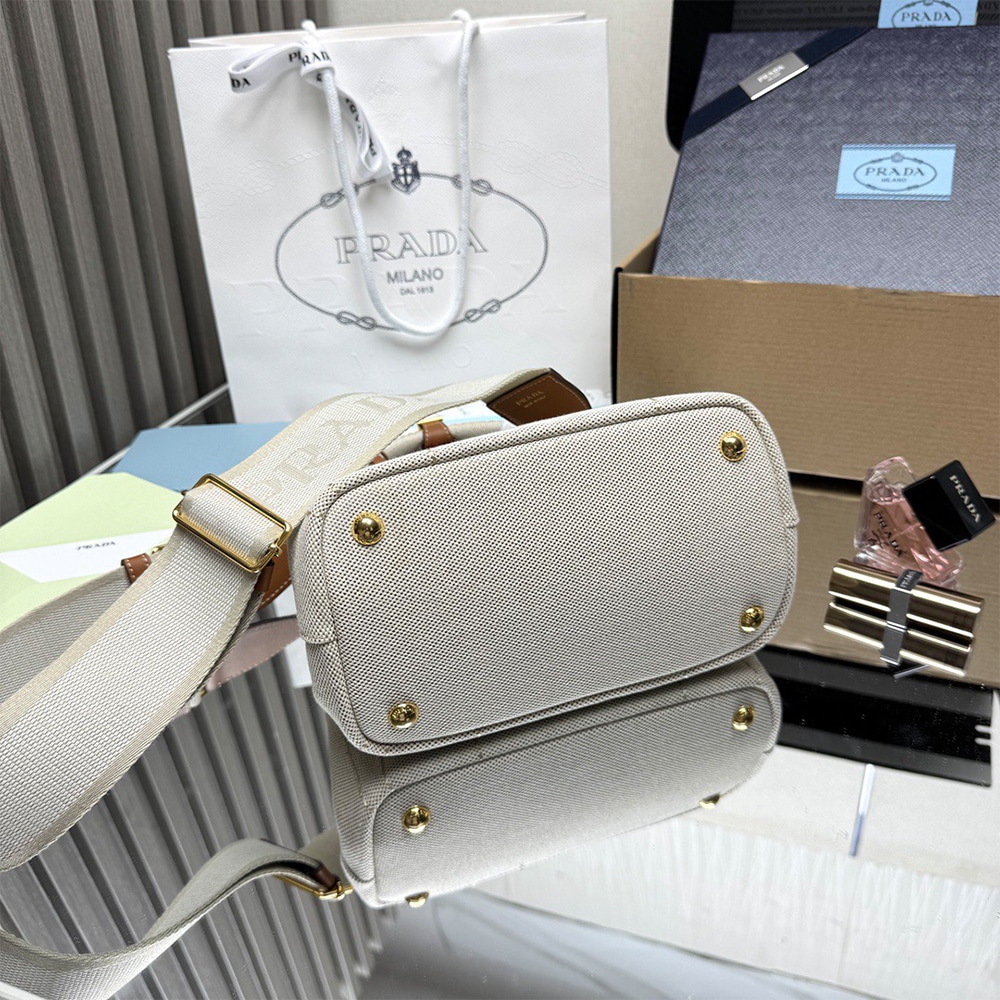 Pra*a Jardiniere mini cotton canvas handbag(HIGH-END GRADE)