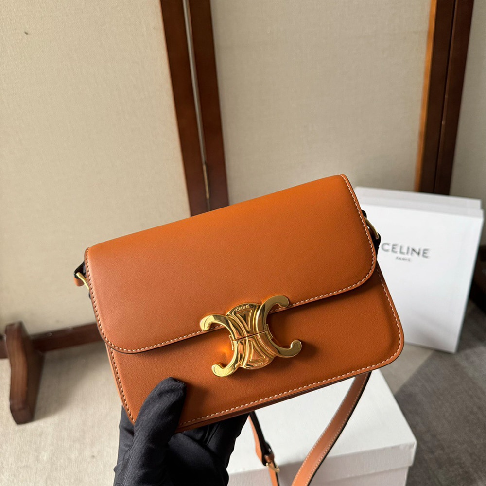 Ce1i*e TEEN TRIOMPHE BAG IN shiny calfskin(HIGH-END GRADE)