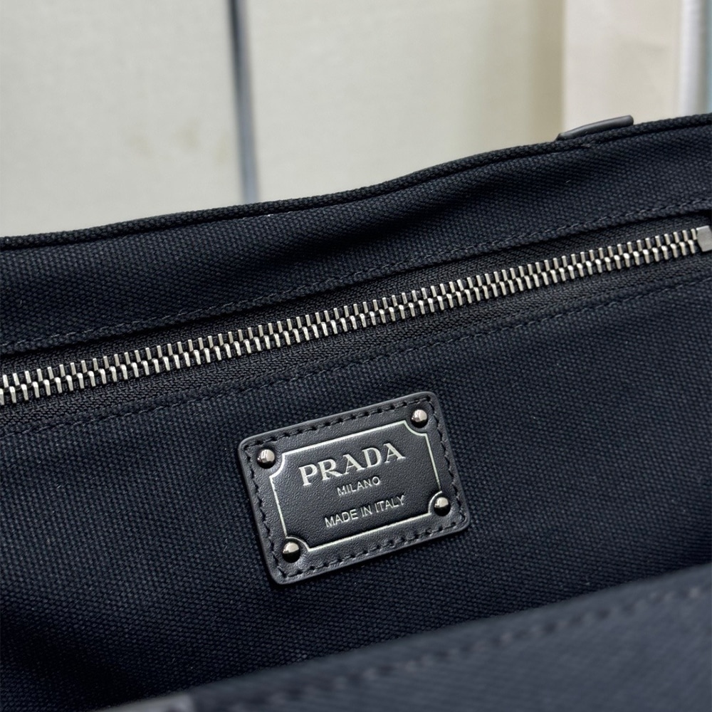Pra*a Route large canvas and leather tote bag(HIGH-END GRADE)