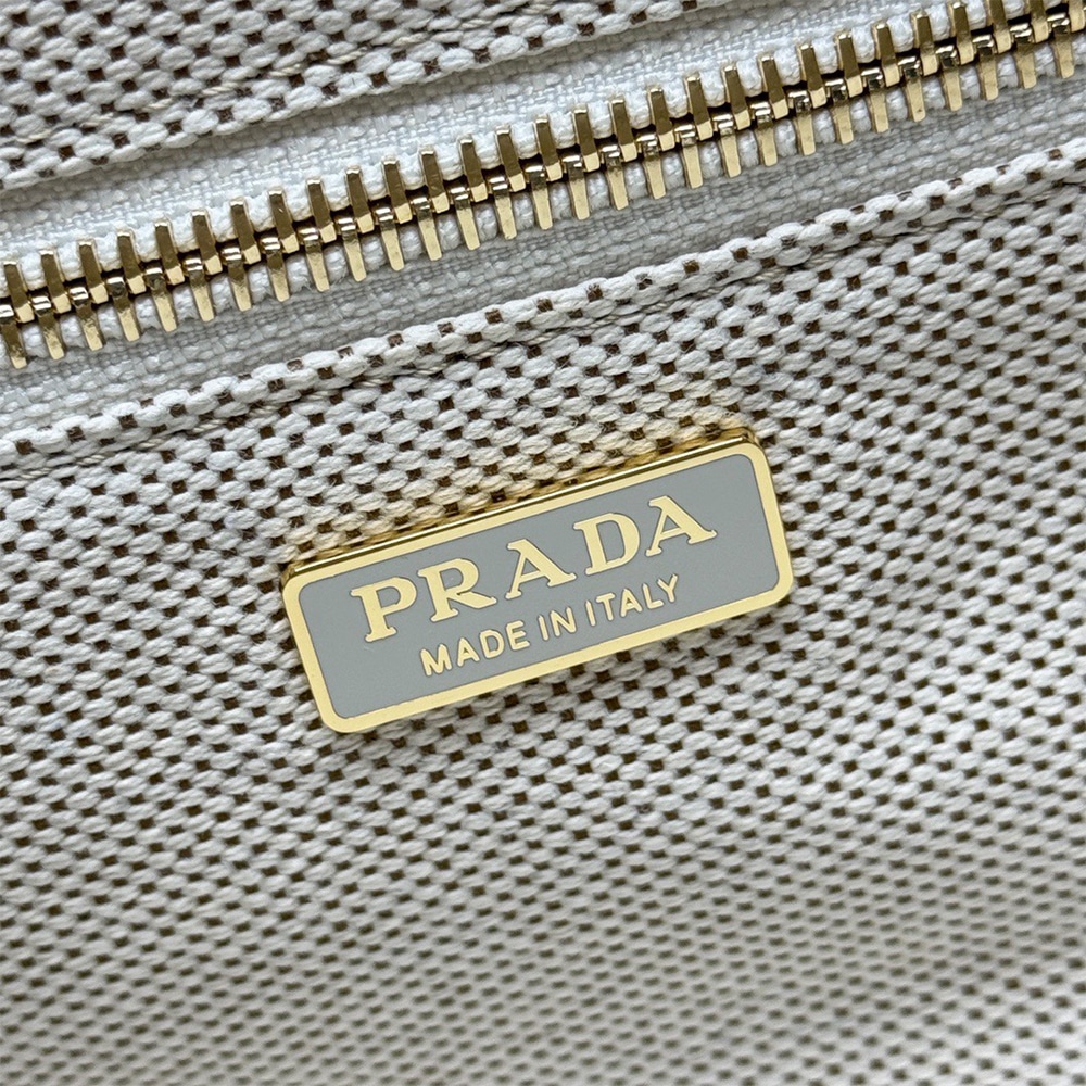 Pra*a Jardiniere large cotton canvas handbag(HIGH-END GRADE)