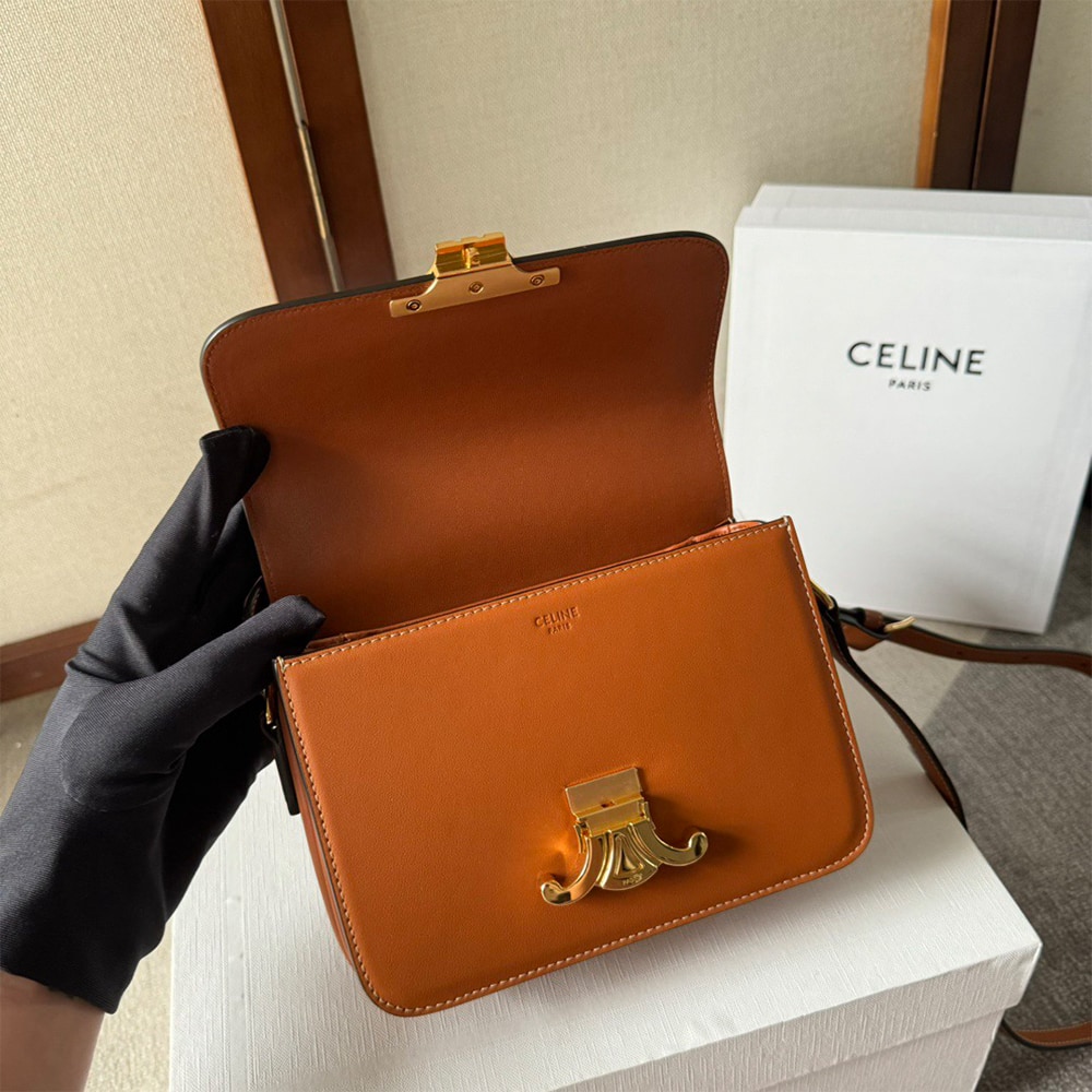 Ce1i*e TEEN TRIOMPHE BAG IN shiny calfskin(HIGH-END GRADE)