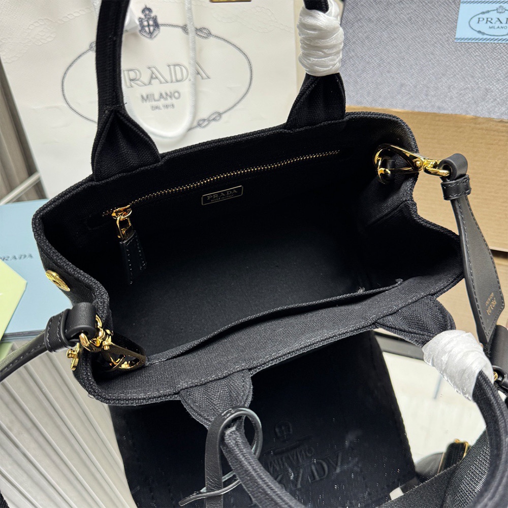 Pra*a Jardiniere mini cotton canvas handbag(HIGH-END GRADE)
