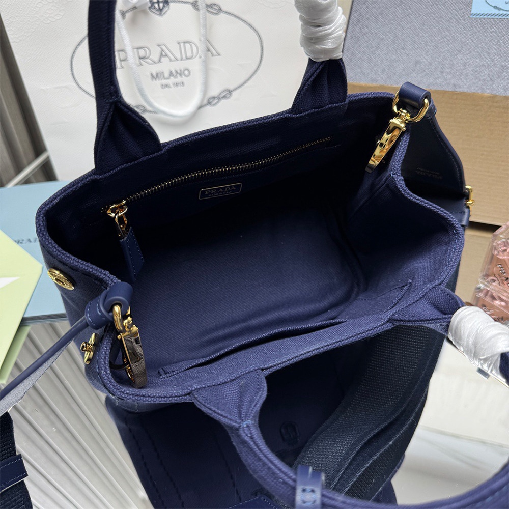 Pra*a Jardiniere mini cotton canvas handbag(HIGH-END GRADE)