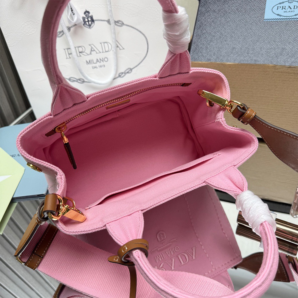 Pra*a Jardiniere mini cotton canvas handbag(HIGH-END GRADE)