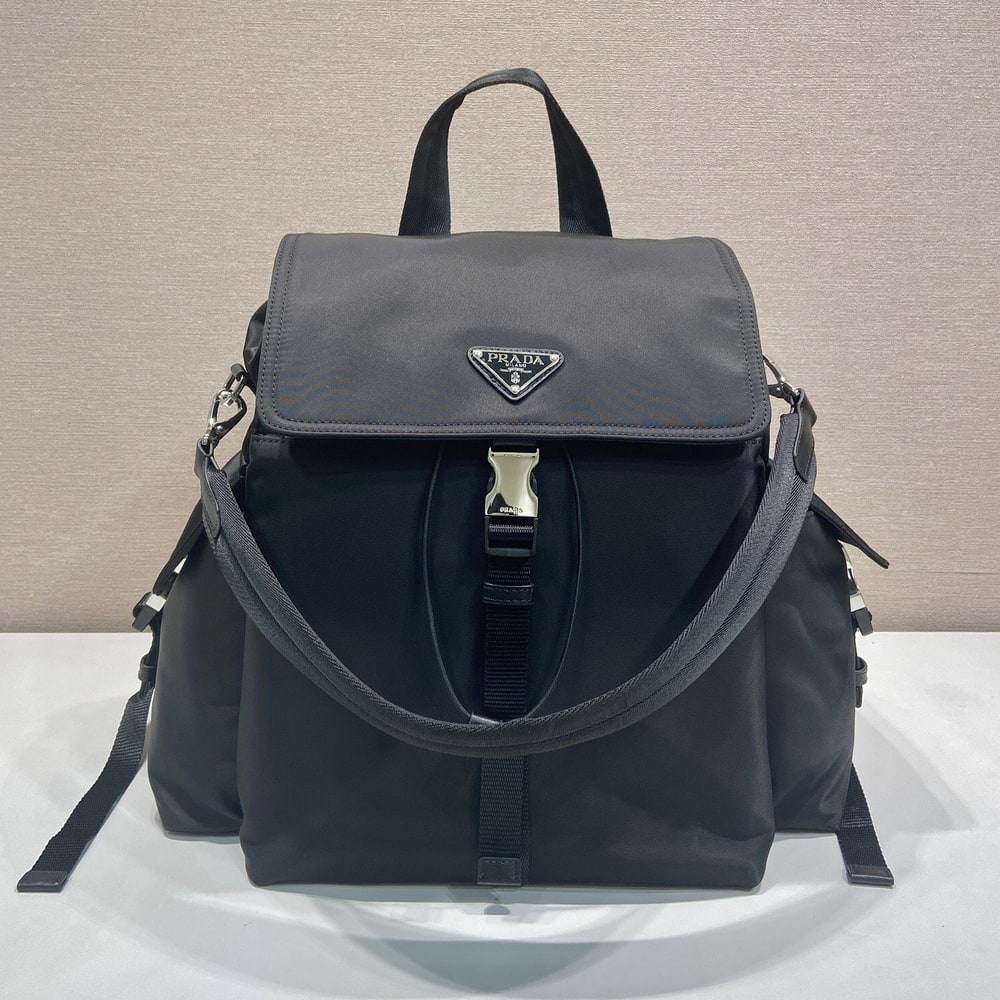 Pra*a Explore Re-Nylon and leather backpack(HIGH-END GRADE)