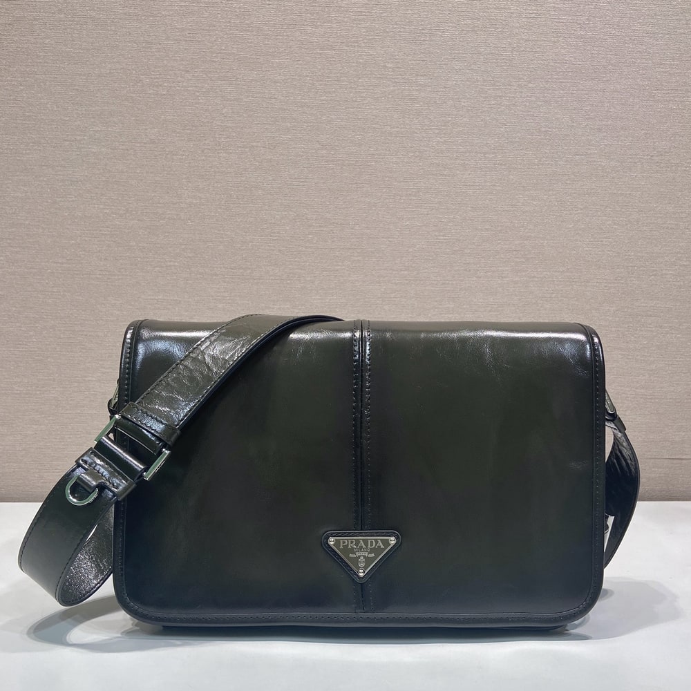 Pra*a Antiqued leather shoulder bag(HIGH-END GRADE)
