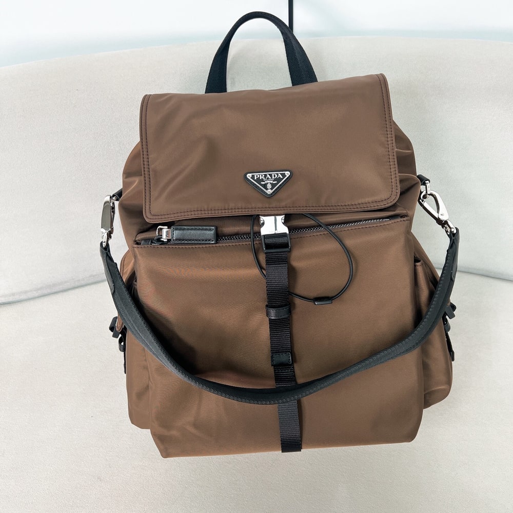 Pra*a Explore Re-Nylon and leather backpack(HIGH-END GRADE)