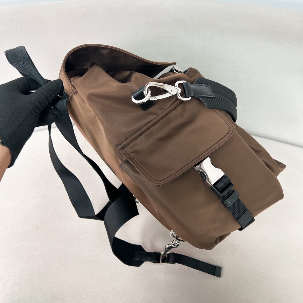 Pra*a Explore Re-Nylon and leather backpack(HIGH-END GRADE)