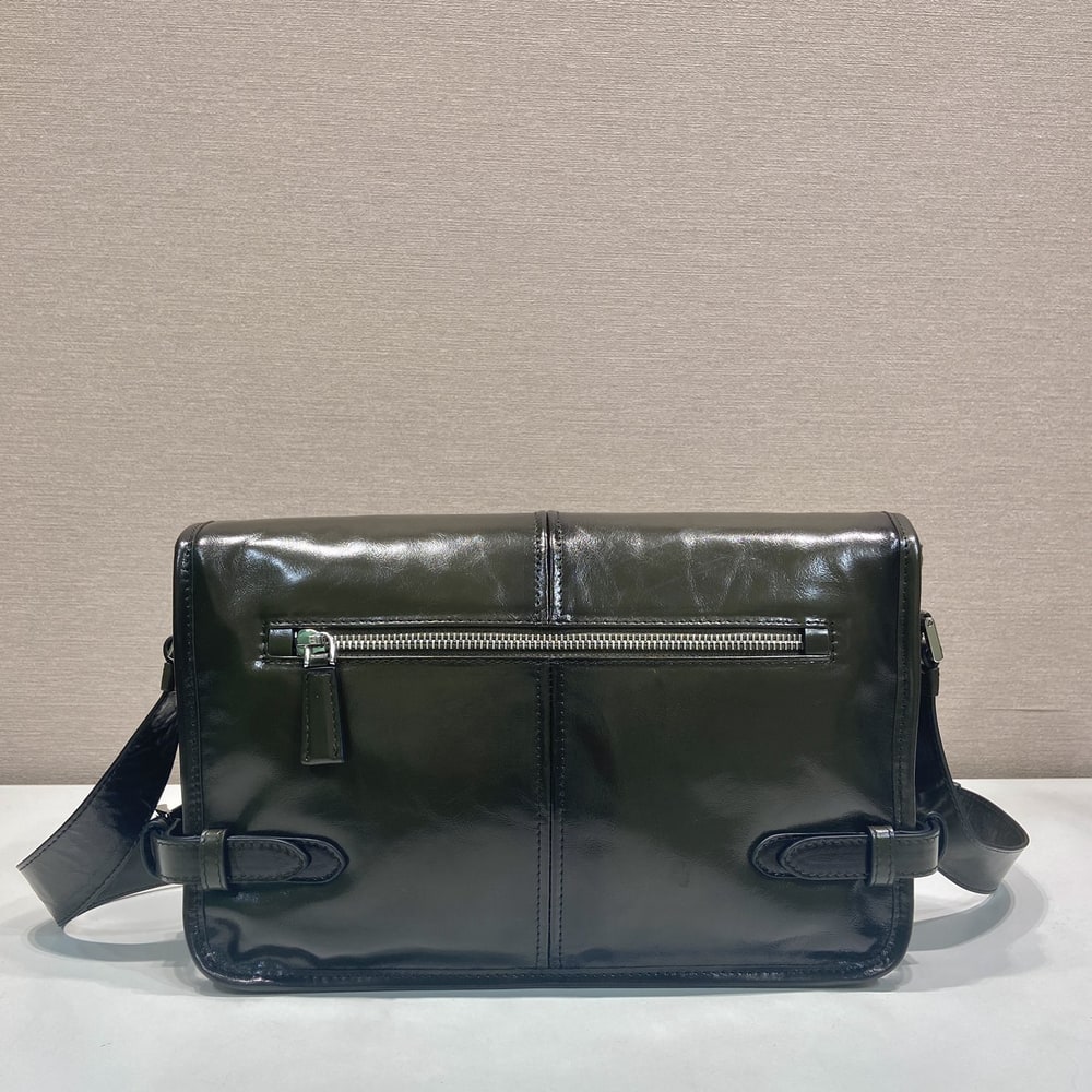 Pra*a Antiqued leather shoulder bag(HIGH-END GRADE)