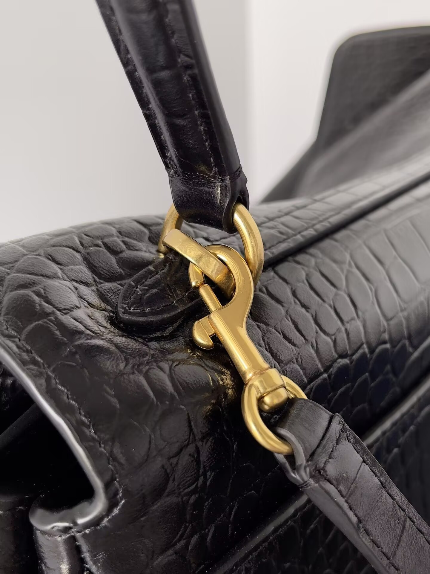 Ba1en*iaga Rodeo Large Croc-Embossed Top-Handle Bag 39.8x29.9x12.9cm
