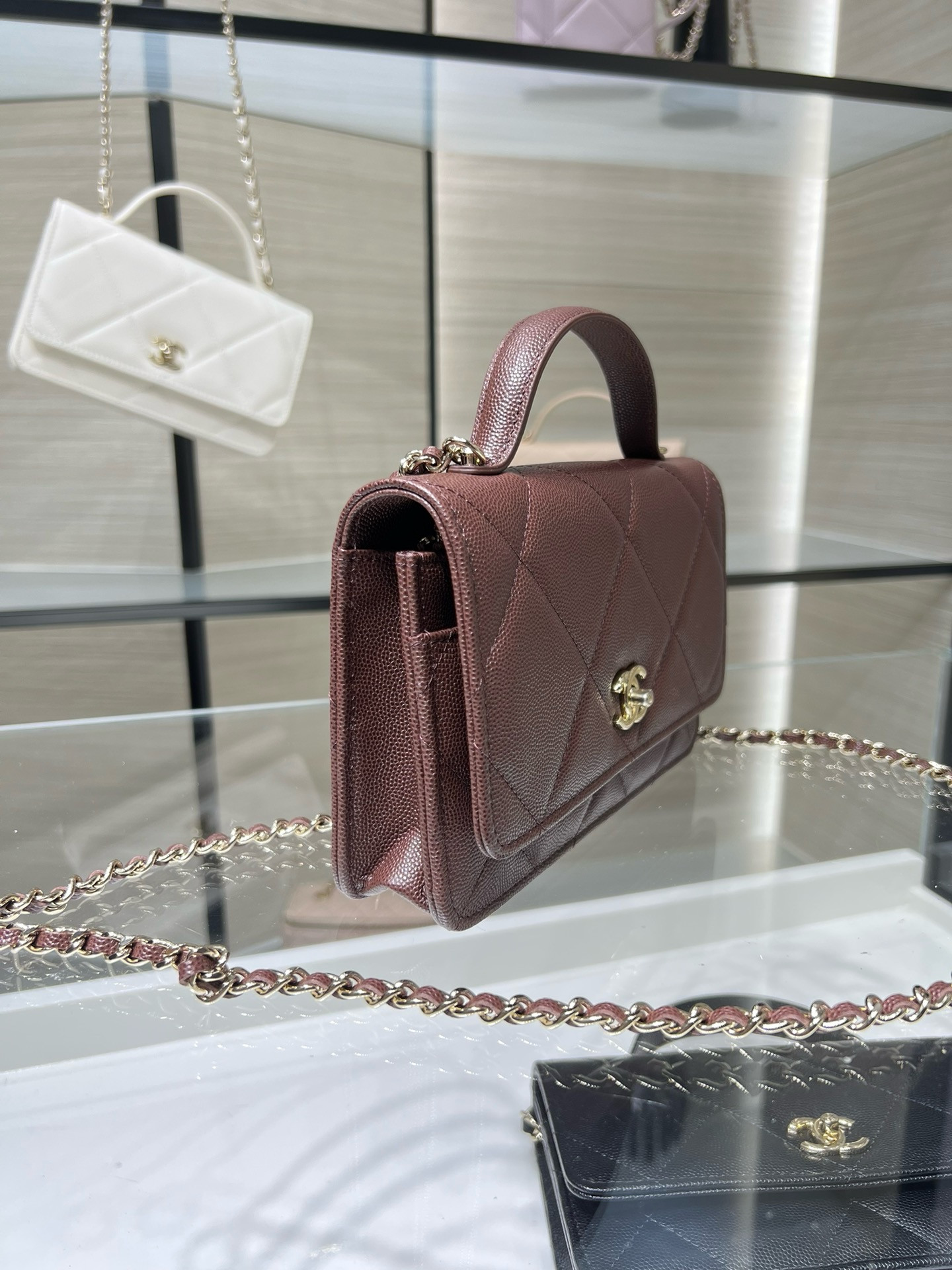 Ch**el flap bag with top handle 19x12x3.5cm
