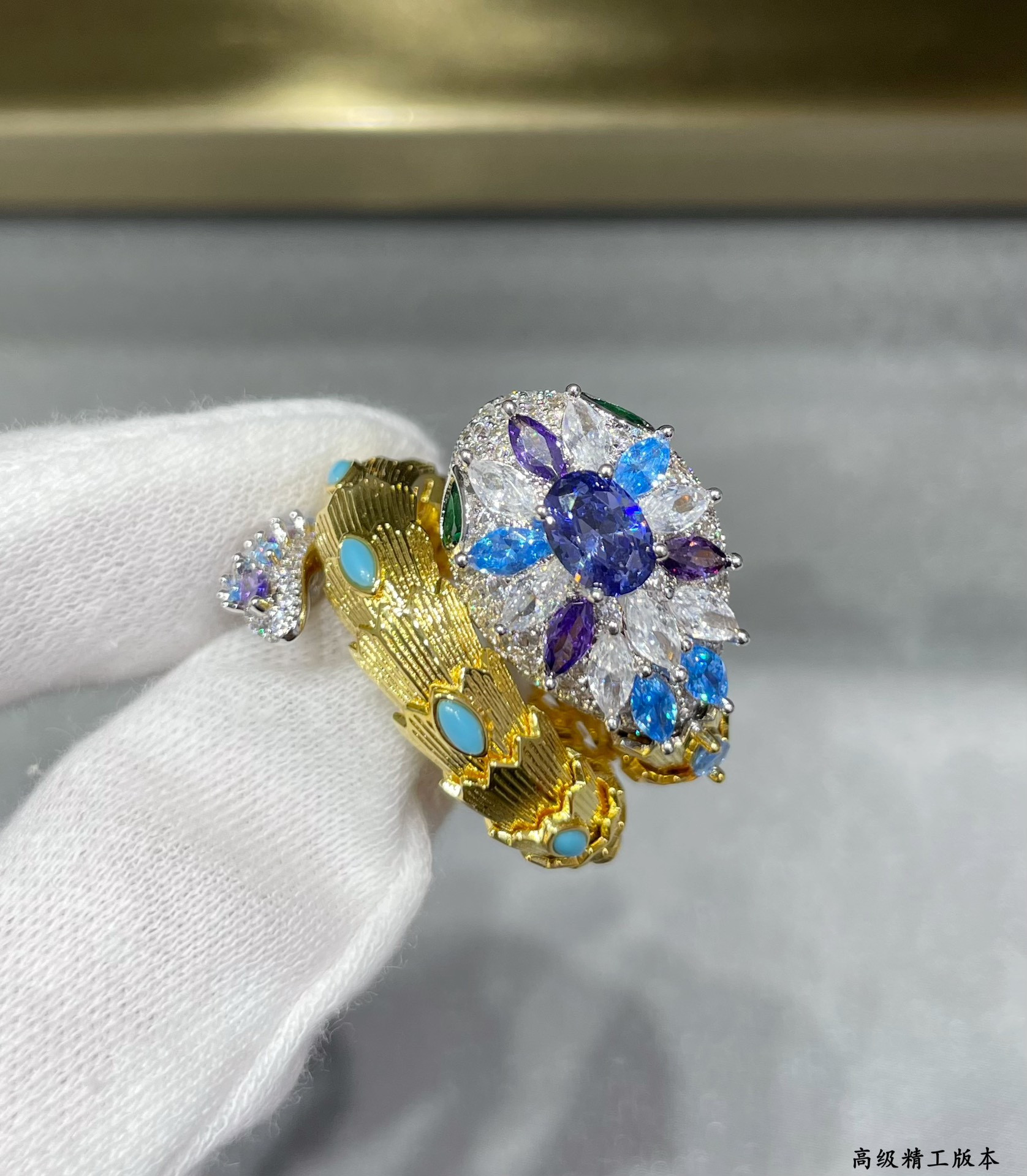 Bv1g*ai D1am0nd Princess Snake Ring