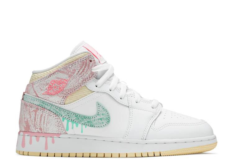 UA AIR JORDAN 1 MID SE GS 'PAINT DRIP'