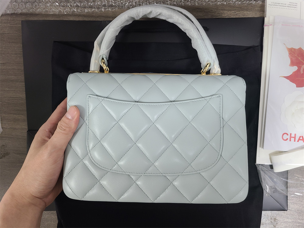 Ch**el FLAP BAG WITH TOP HANDLE 6.6 × 9.8 × 4.7 in