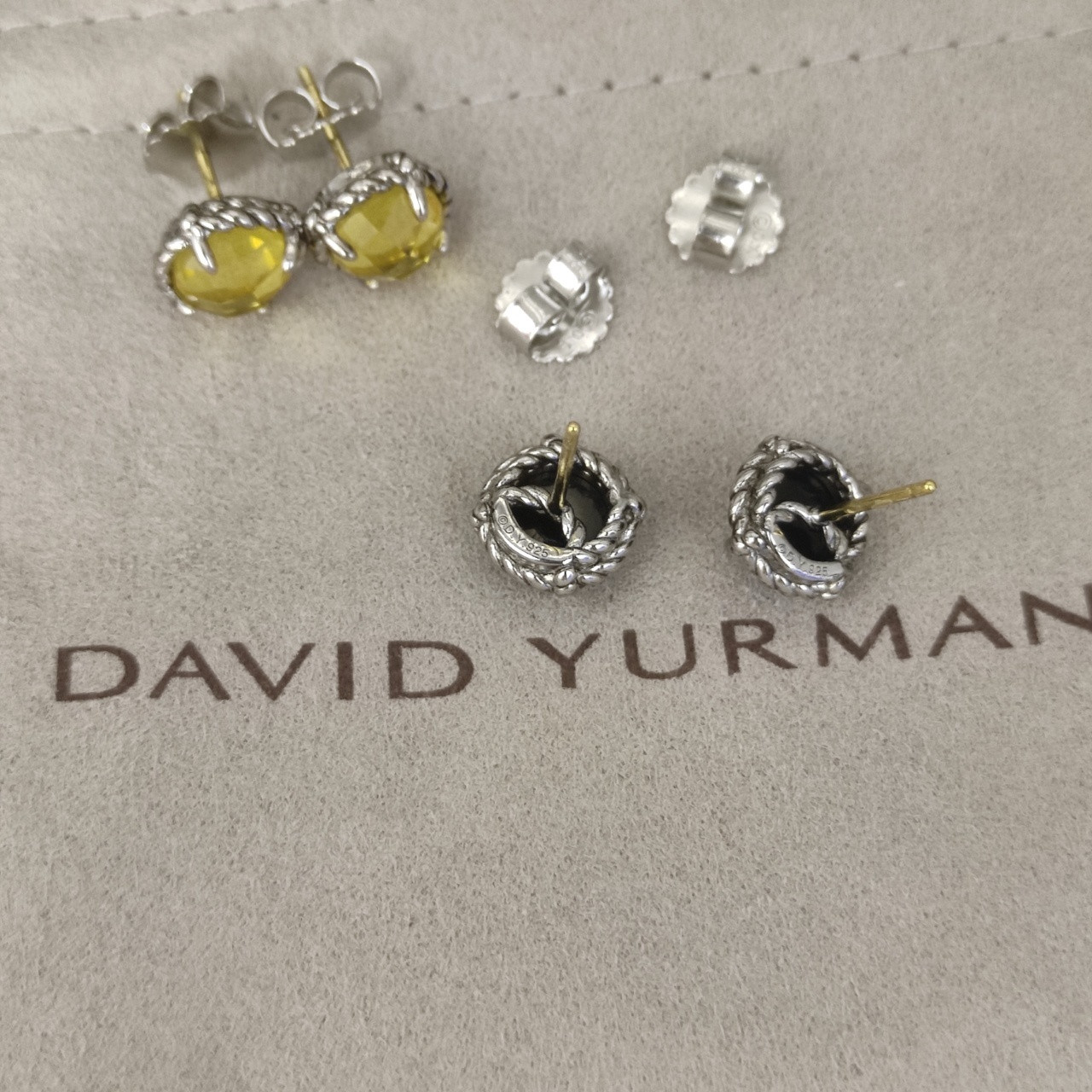 dau1d Yvrm*n four claw gem earrings(main stone 8mm)