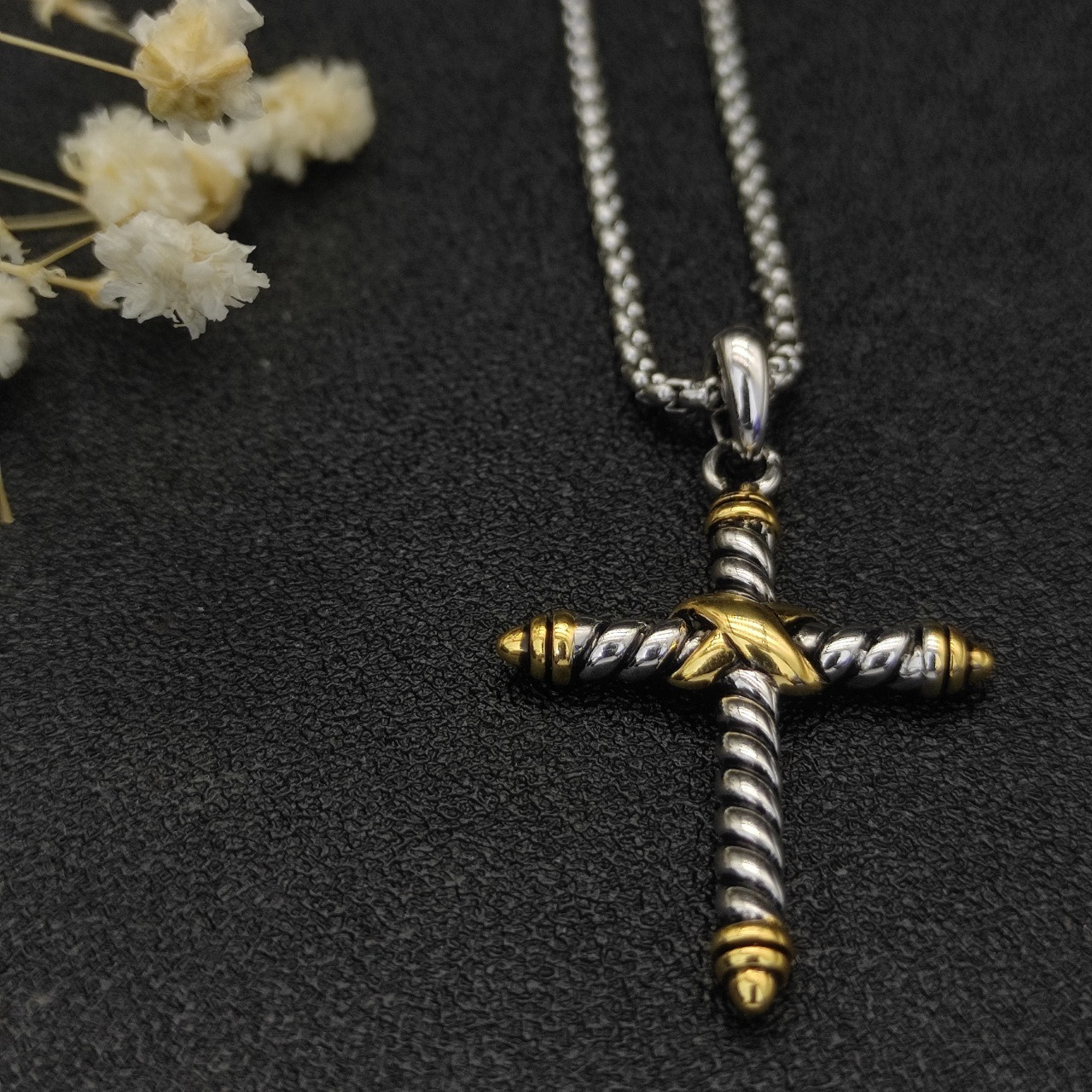 dau1d Yvrm*n cross necklace(chain length 45+5cm delay chain chain thickness 2mm)