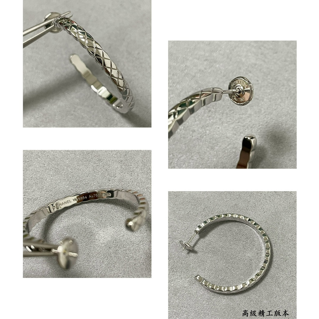 ch**el large D1am0nd-shaped polished surfa*e earrings