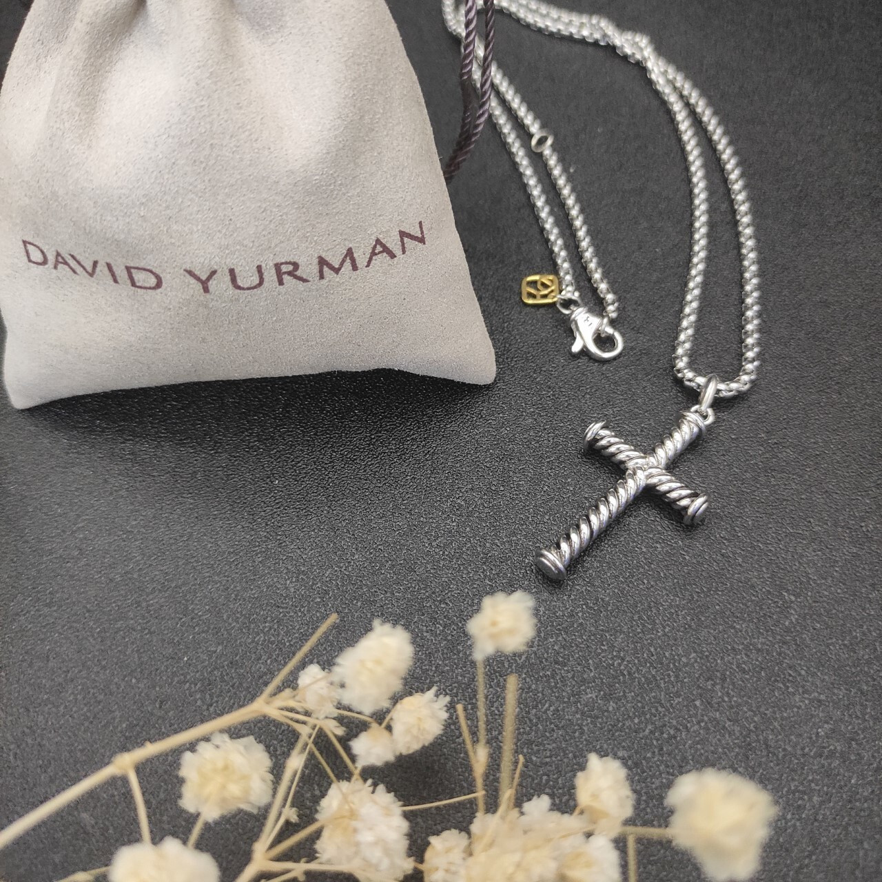 dau1d Yvrm*n cross necklace(chain length 50+5cm delay chain chain thickness 3mm)