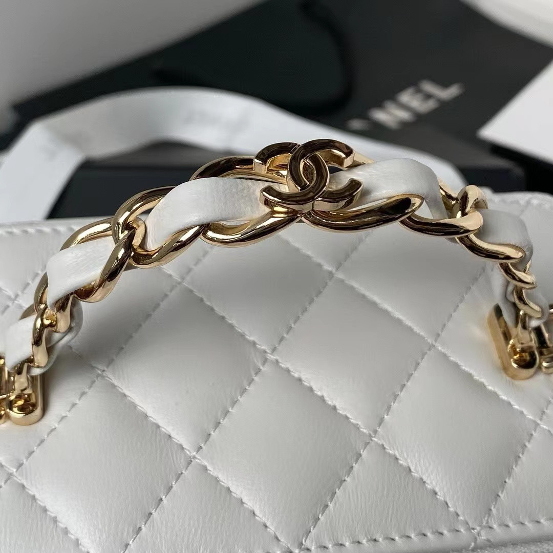 Ch**el Gold Chain with Makeup Mirror Lamb Leather Square Box Shoulder Bag Women