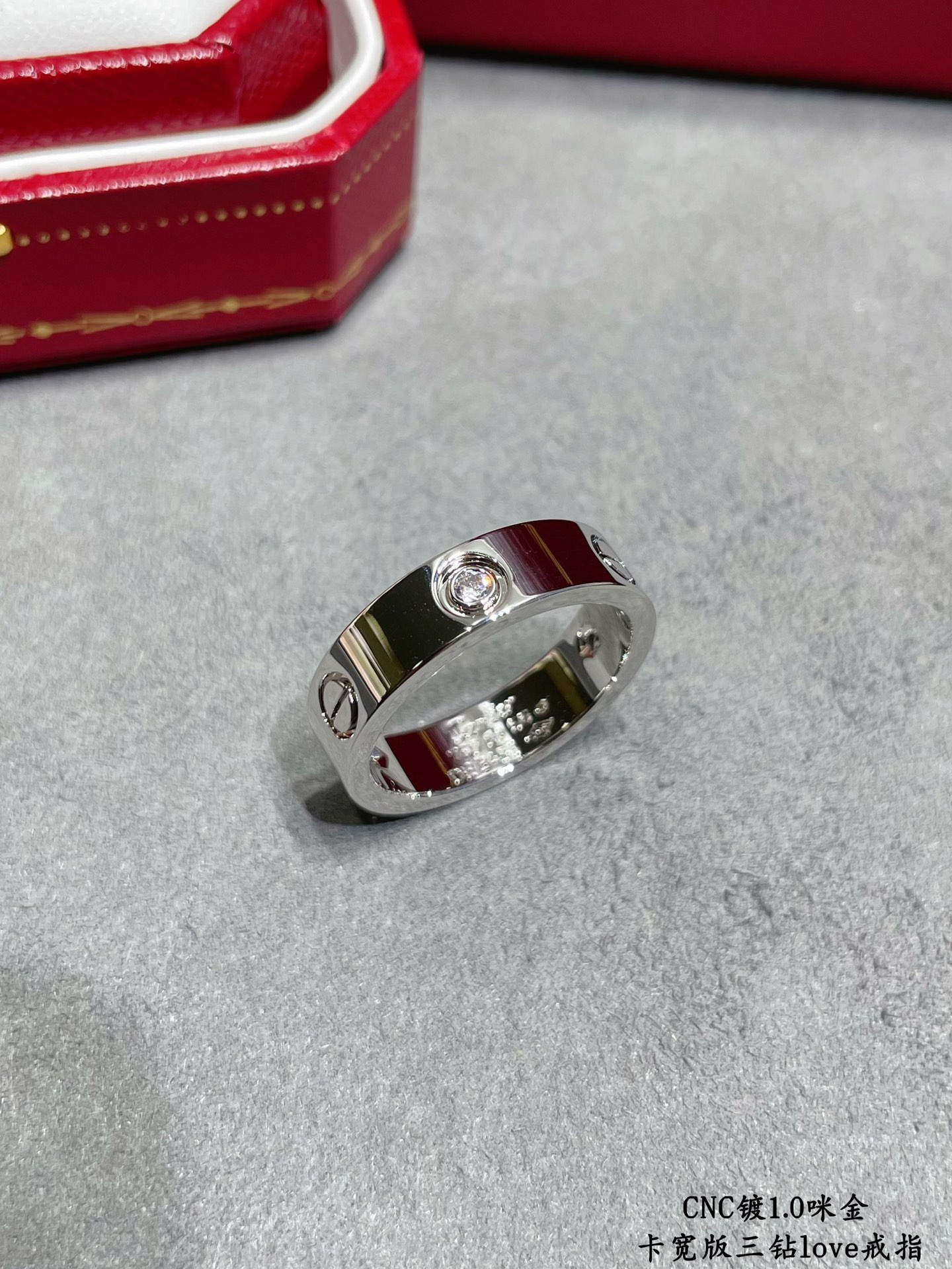 Ca*t1er Wide version three-D1am0nd LOVE Ring