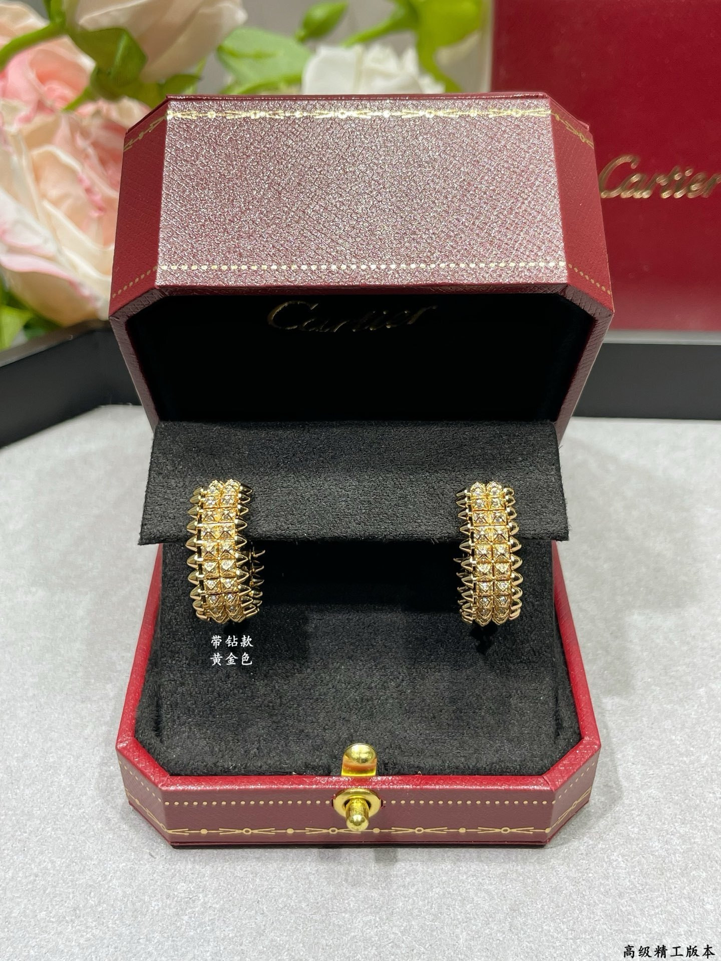 Ca*t1er Double-row Bullet Earrings with D1am0nds