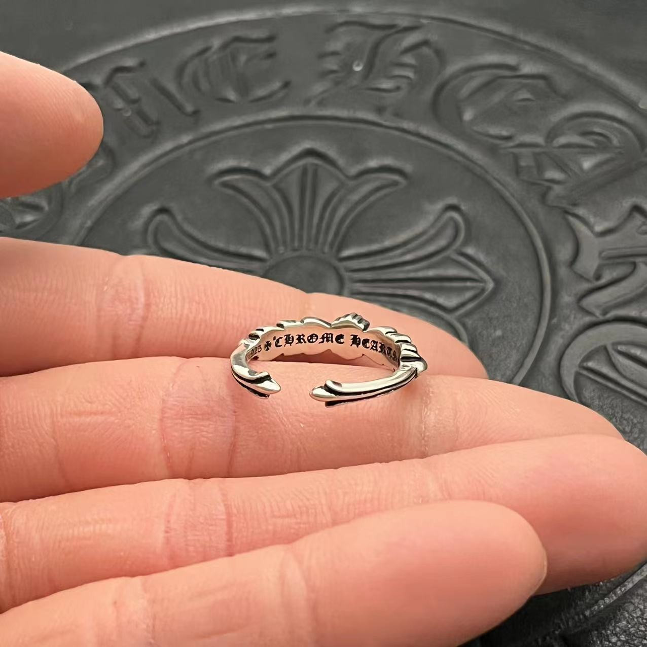 Ch*0me He**ts Open-ended Small Cross Ring