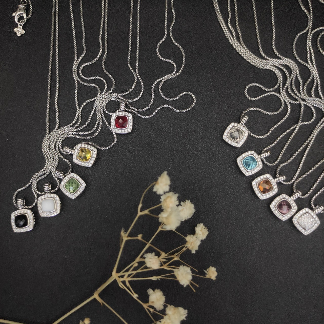 dau1d Yvrm*n square d1am0nd necklace(main stone 7mm, chain thickness 1.5mm, length 45+5cm delay chain)