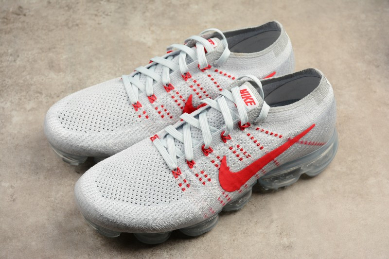 UA Nike Air Vapormax Flyknit Pure Platinum University Red Shoes