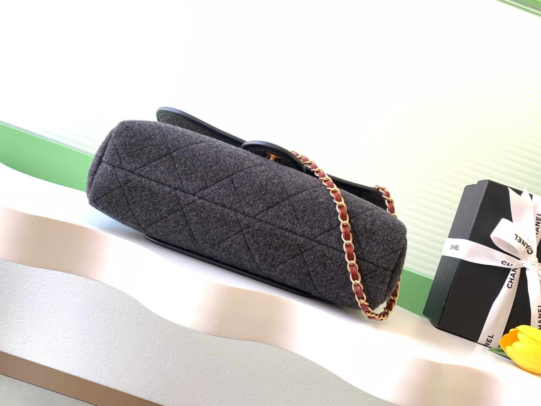 Ch**el flap bag with top handle 23x32x10cm