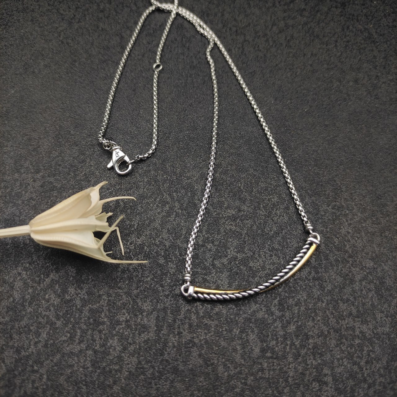 dau1d Yvrm*n smile necklace(chain length 45+5cm delay chain,chain thickness 2mm)