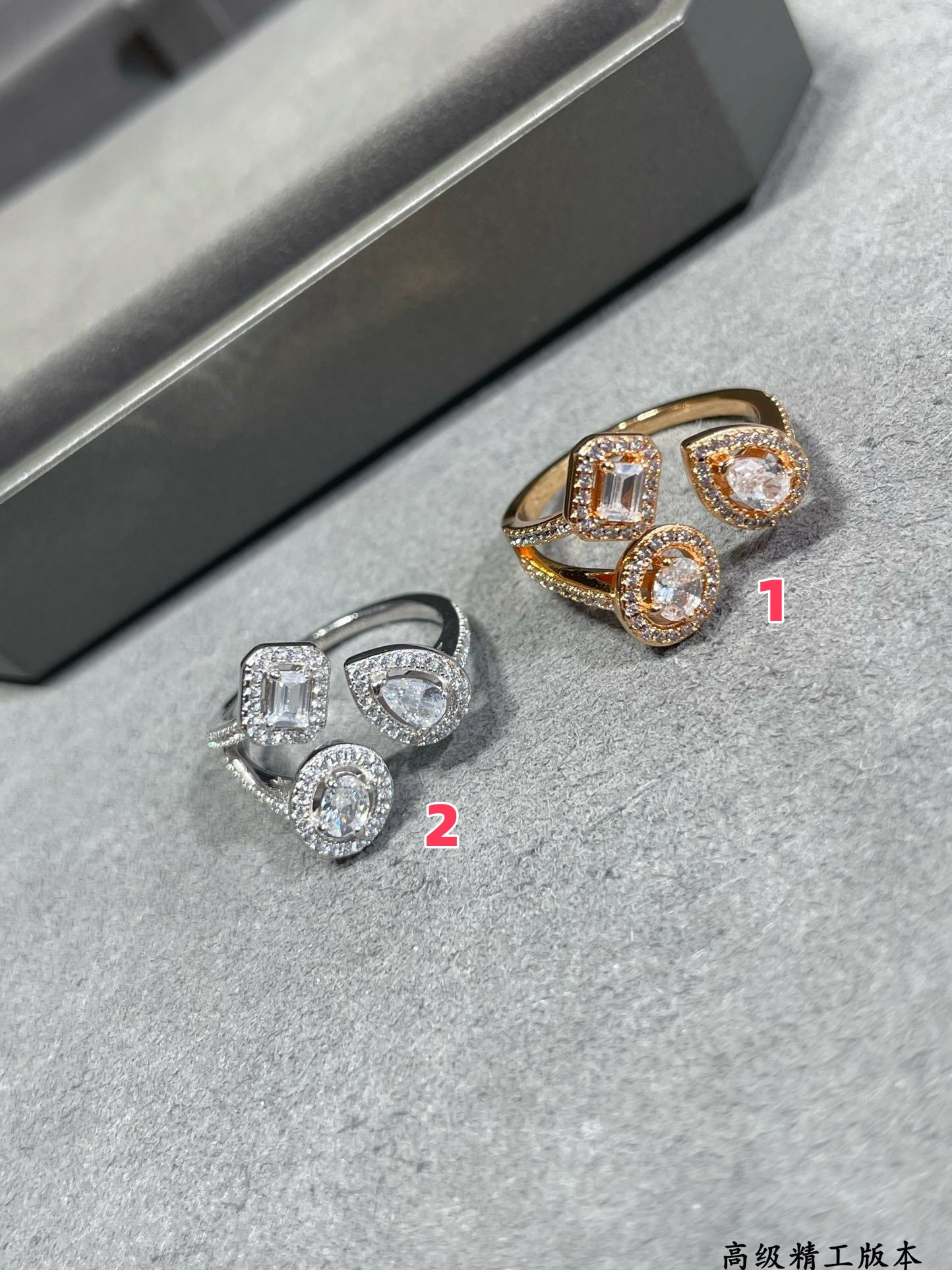 Mes1kaa water drop three-d1am0nd ring