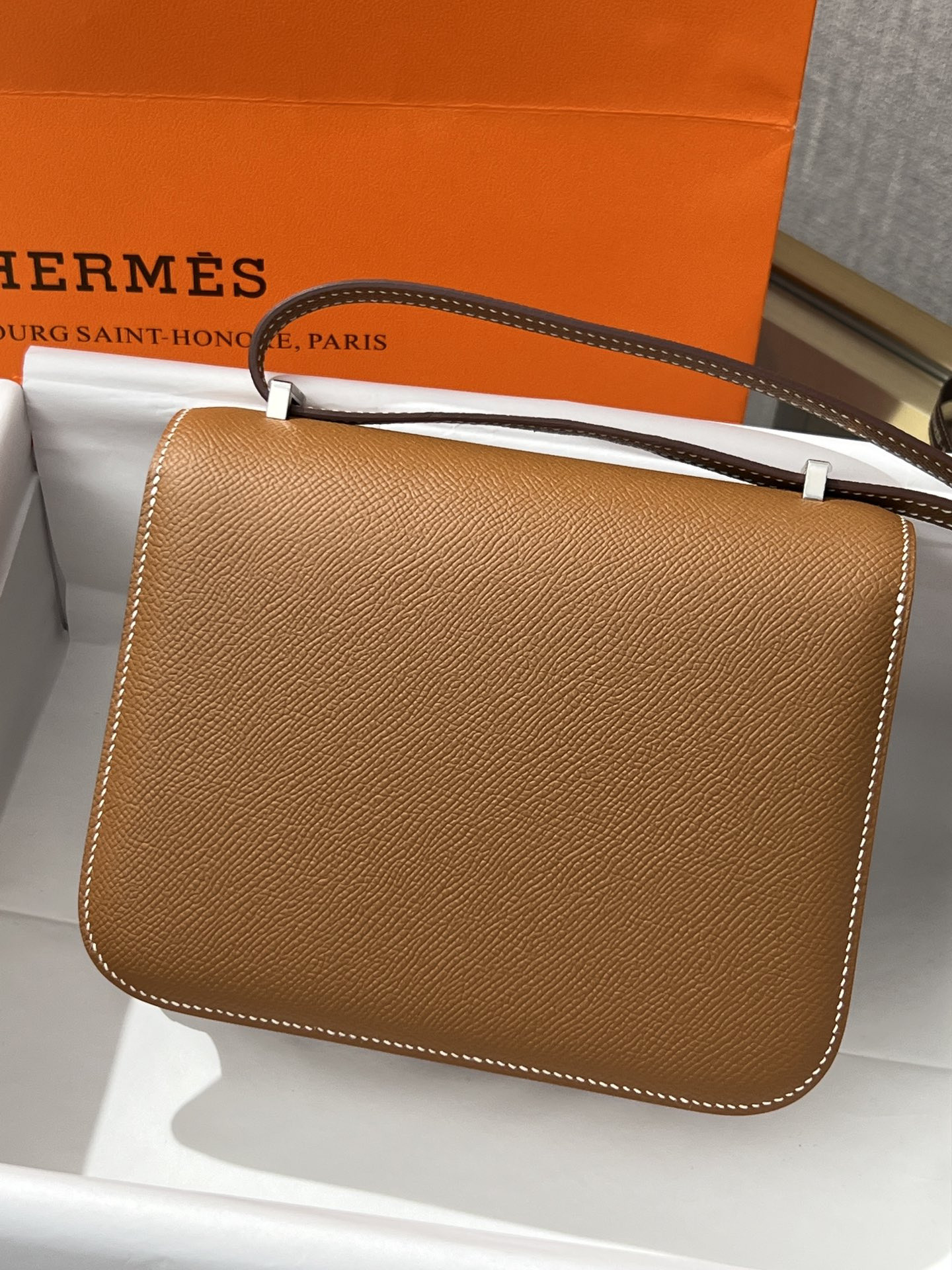 H**me5 Constance 24  Epsom leather silver hardware 9.4"x5.9"x3"