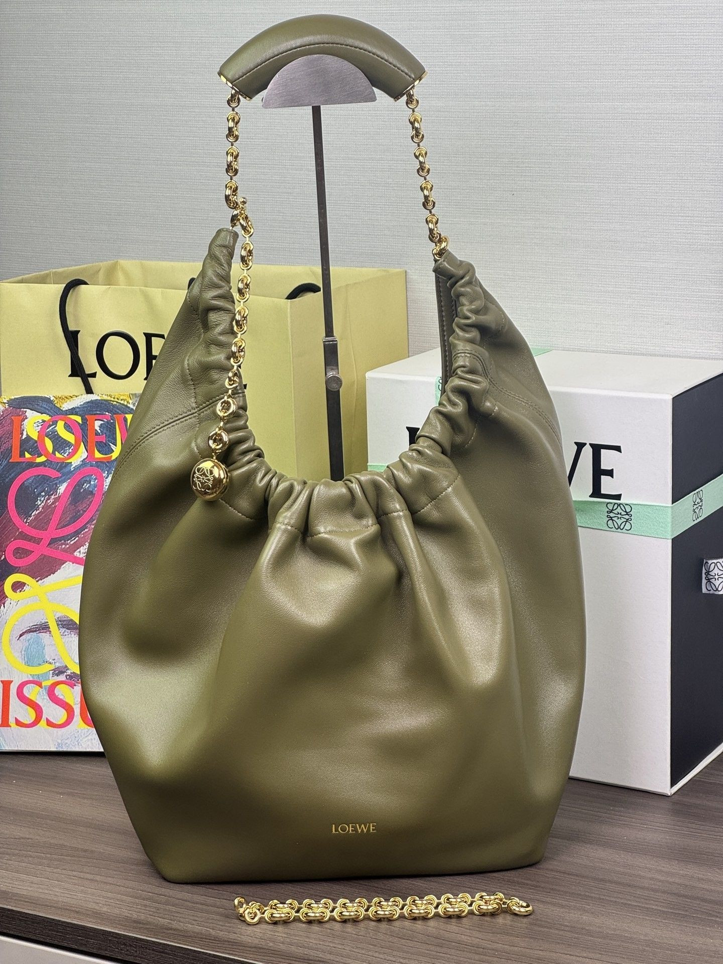 L0ew* Medium Squeeze bag in mellow nappa lambskin 34x33x13.5cm