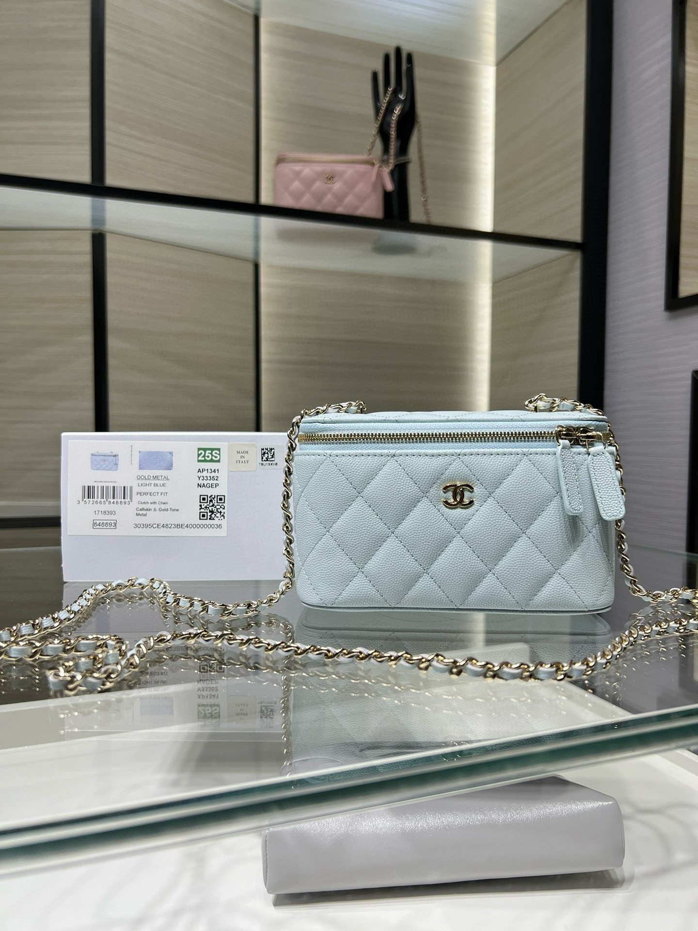 Ch**el Clutch With Chain 10x16x8cm