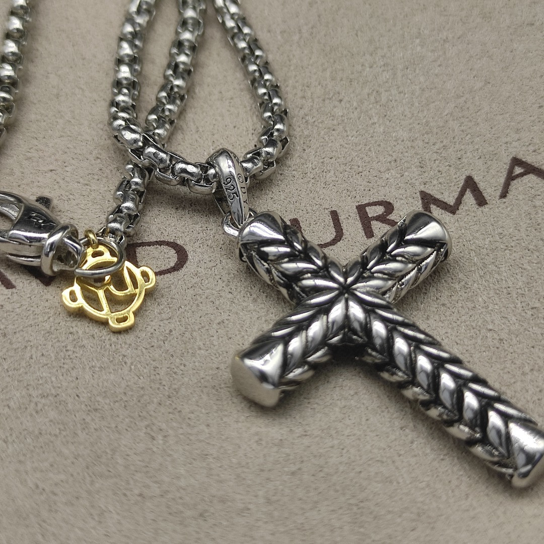 dau1d Yvrm*n cross necklace(chain length 50+5cm delay chain chain thickness 3mm)