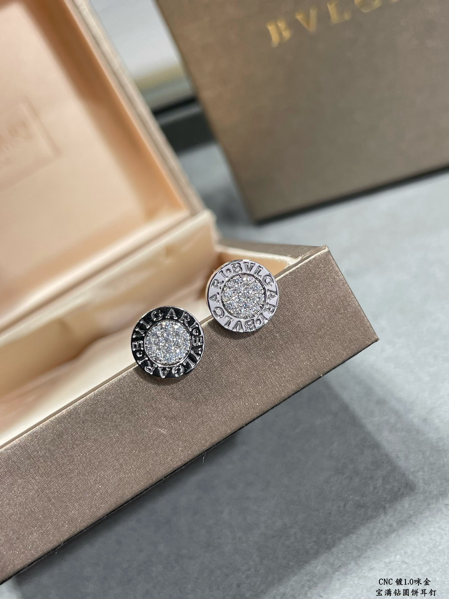 Bv1g*ai D1am0nd round cake Earrings
