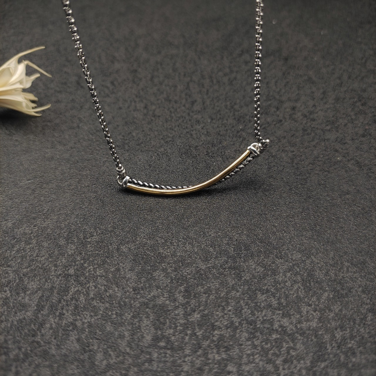 dau1d Yvrm*n smile necklace(chain length 45+5cm delay chain,chain thickness 2mm)