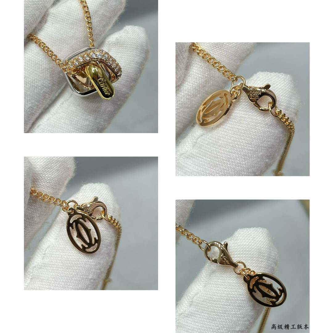 Ca*t1er square triple-ring Necklace