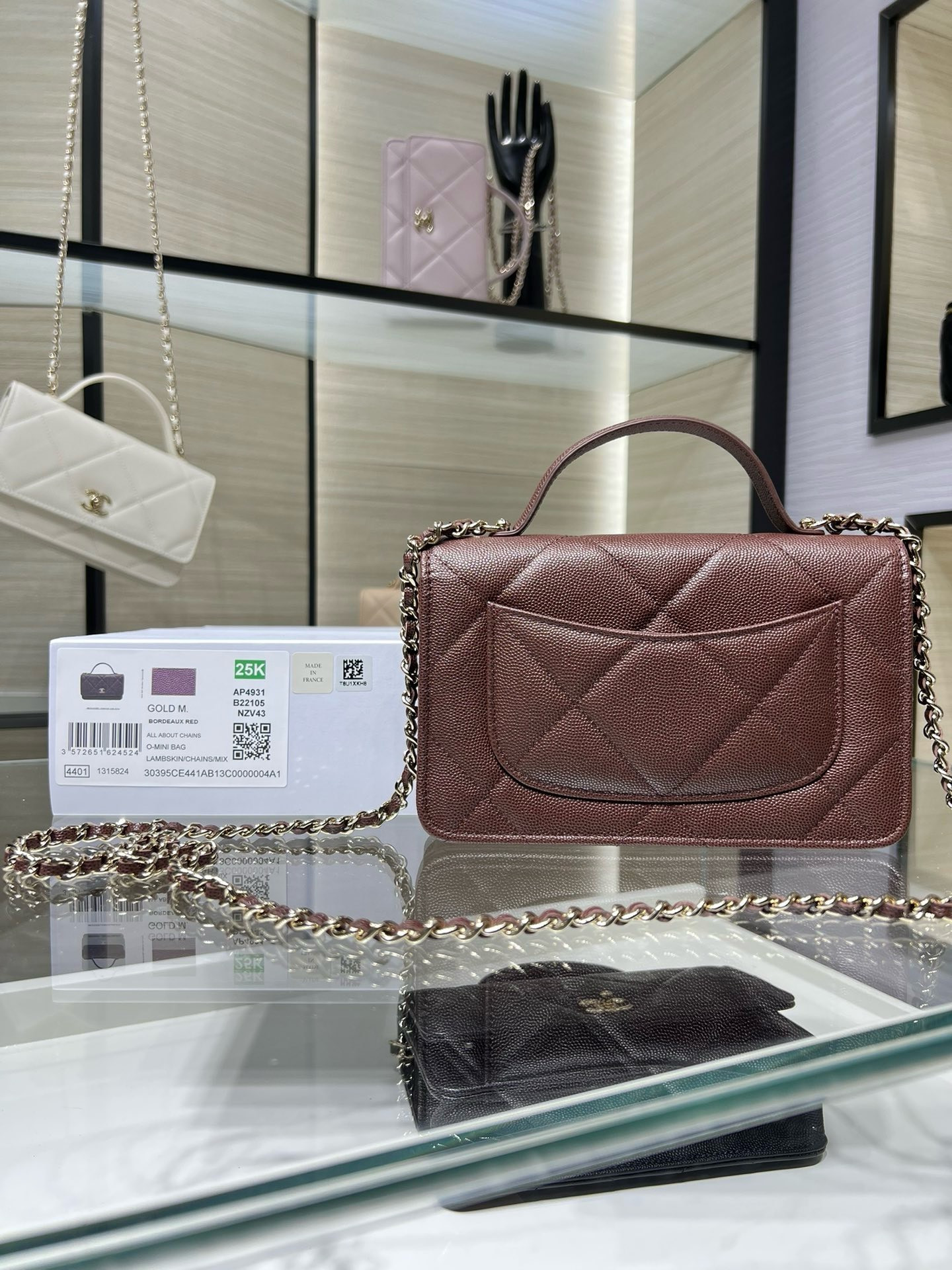 Ch**el flap bag with top handle 19x12x3.5cm
