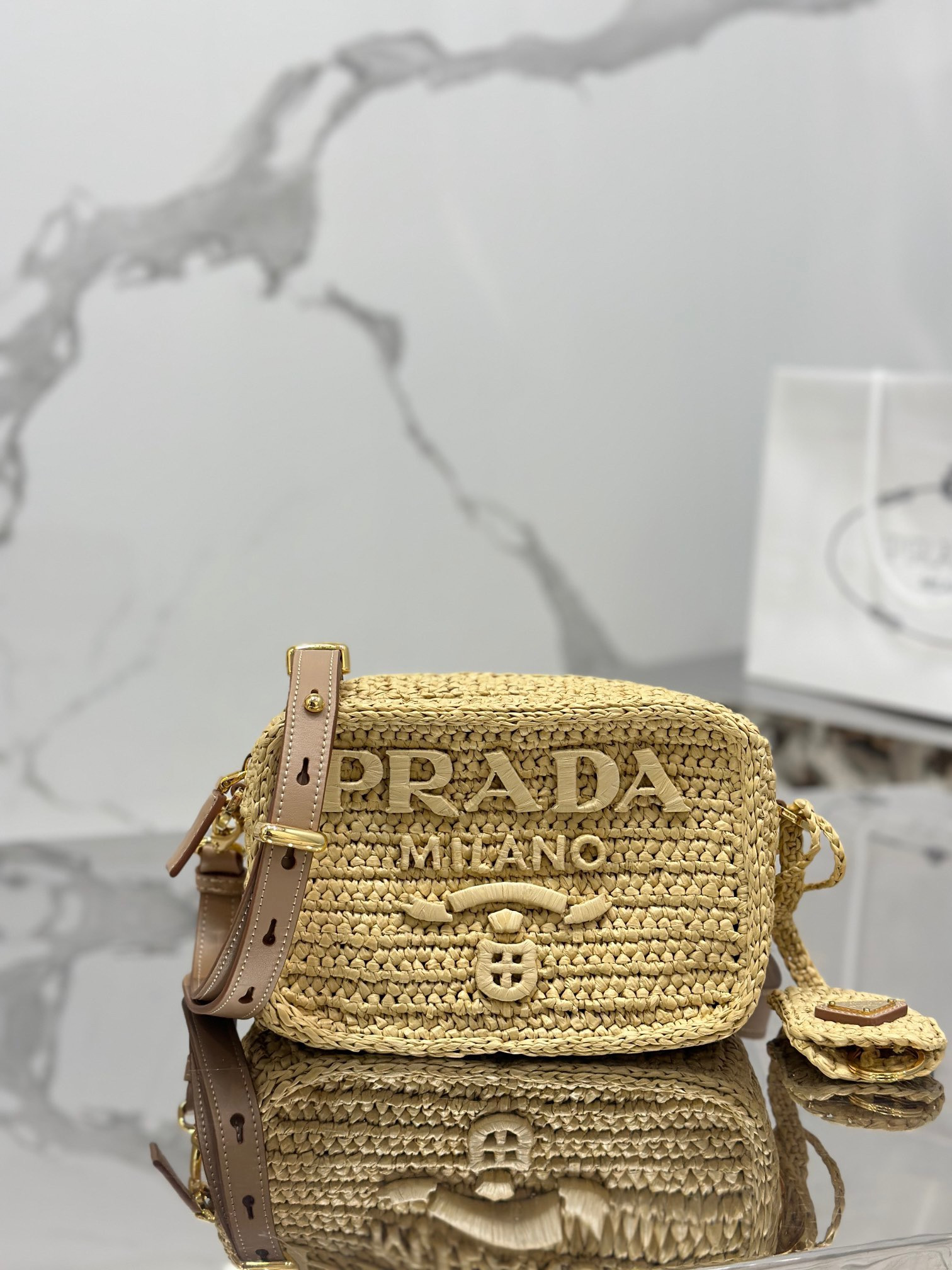 Pra*a Crochet Pra*a Brique bag Color  Natural
