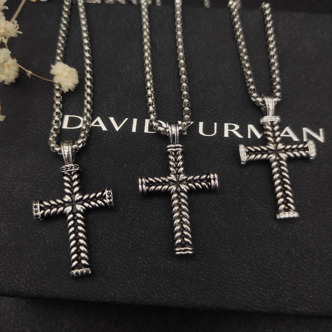 dau1d Yvrm*n cross necklace(chain length 50+5cm delay chain chain thickness 3mm)