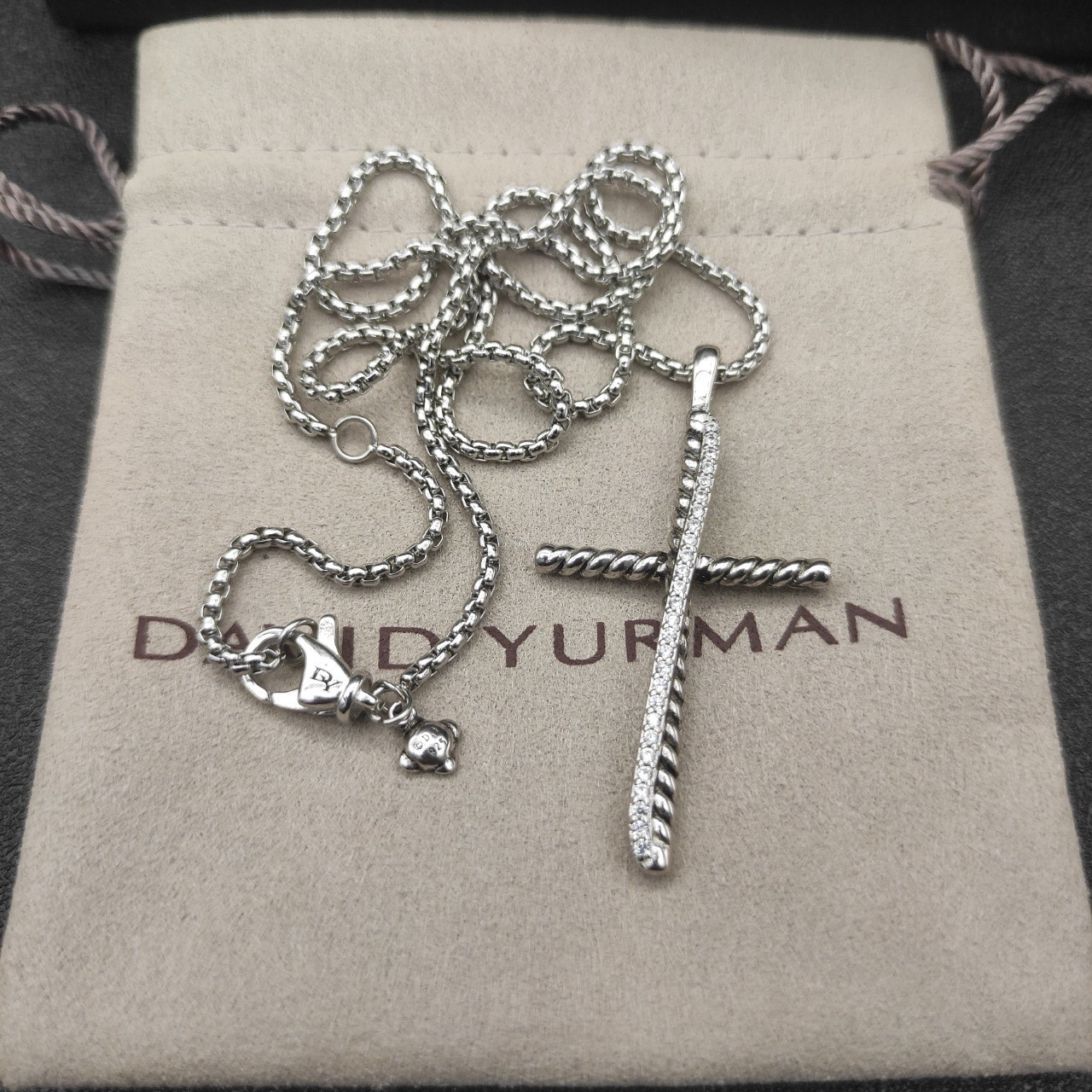 dau1d Yvrm*n cross necklace(chain length 45+5cm delay chain chain thickness 2mm)