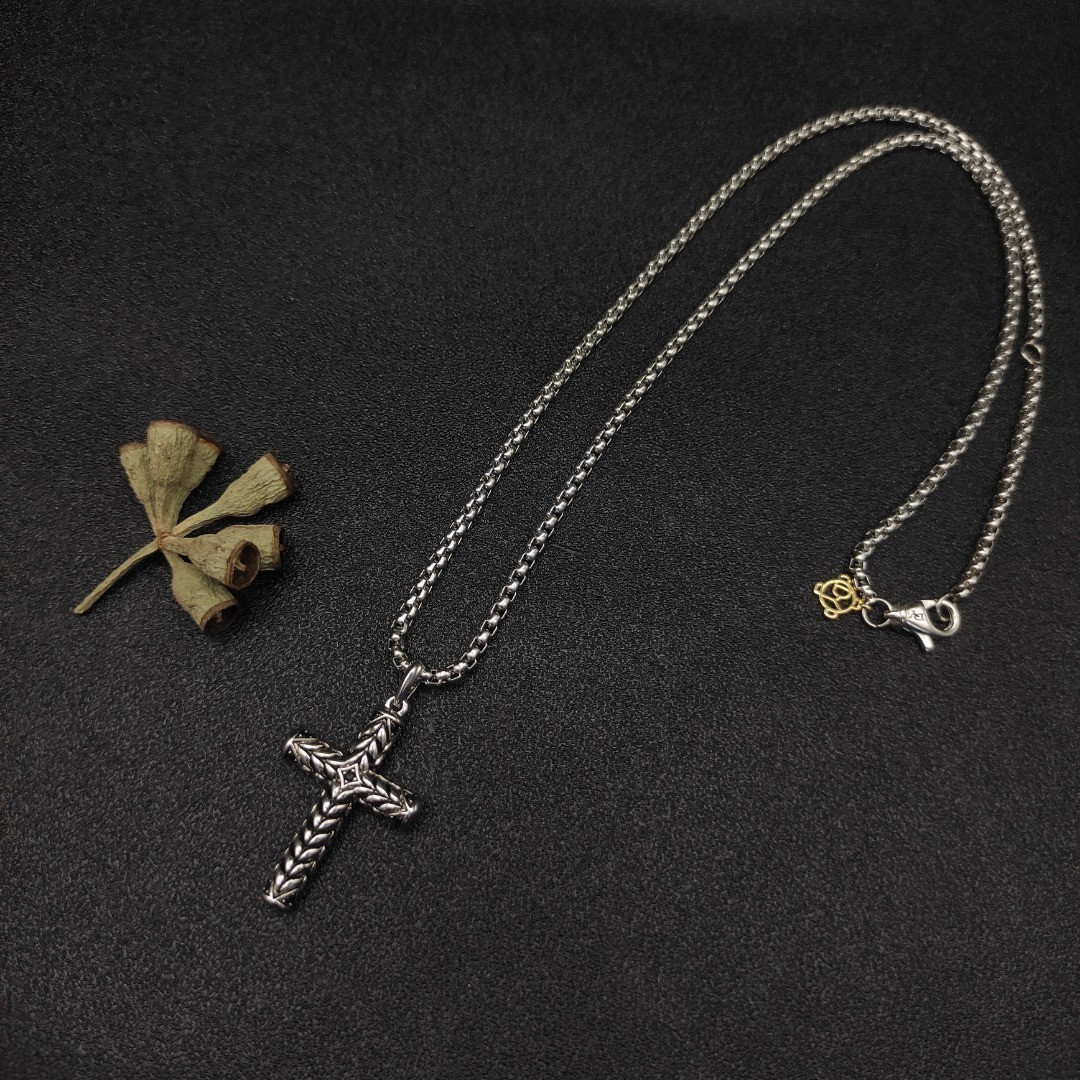 dau1d Yvrm*n cross necklace(chain length 50+5cm delay chain chain thickness 3mm)