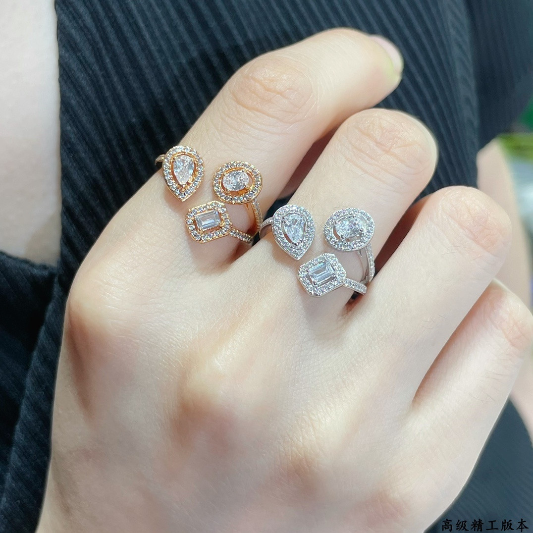 Mes1kaa water drop three-d1am0nd ring