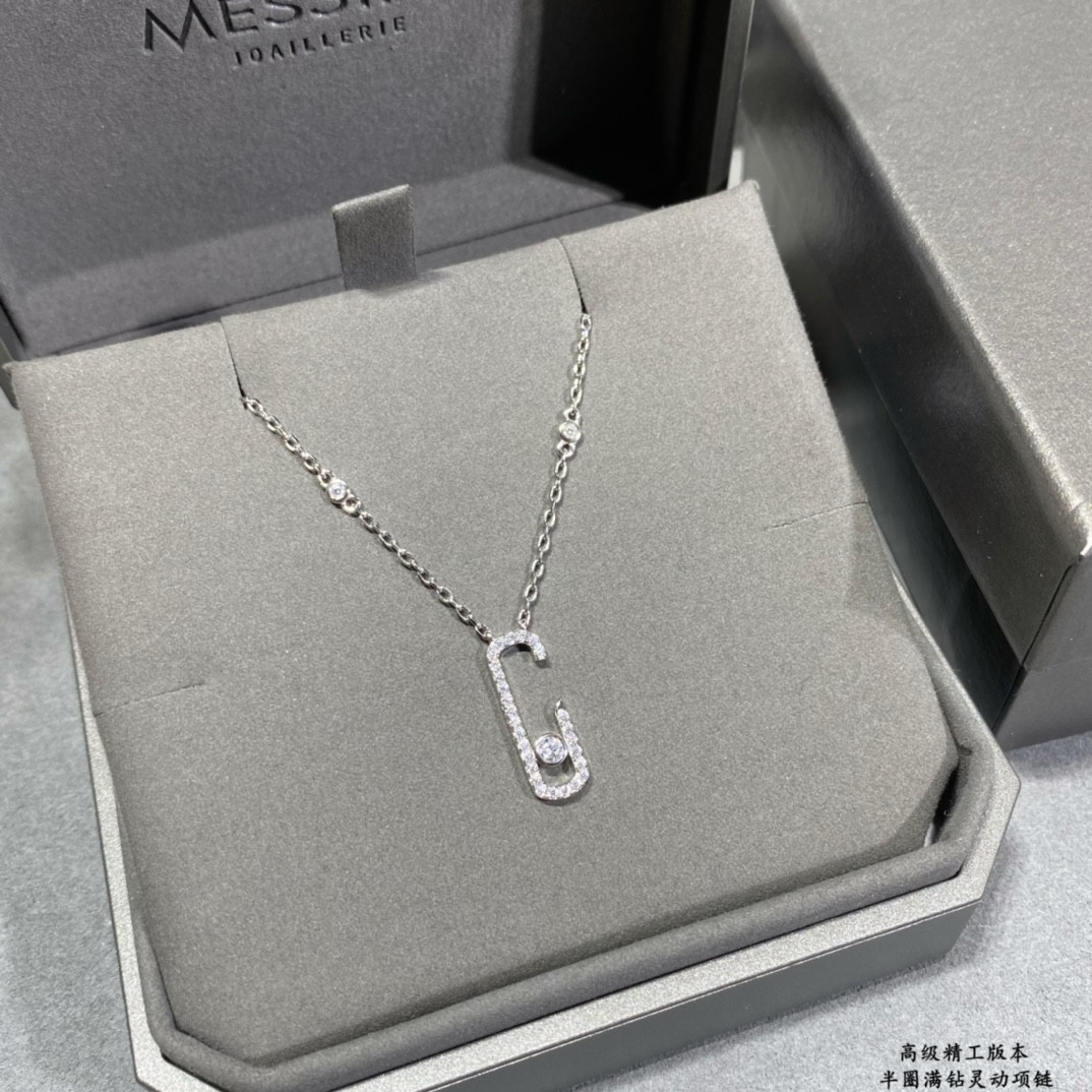 Mes1kaa semi-hoop full d1am0nd moving necklace