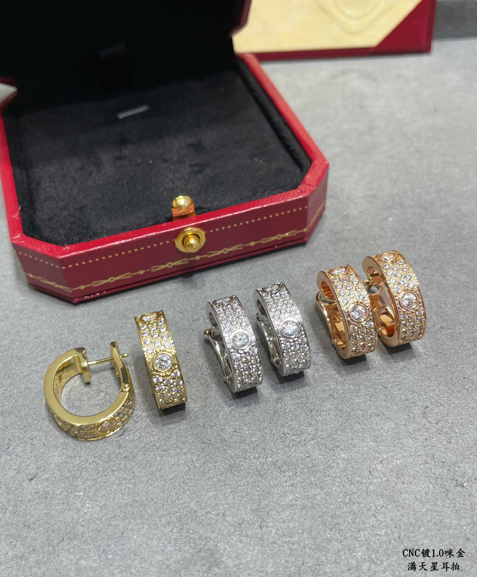 Ca*t1er Wide version full pave Earrings