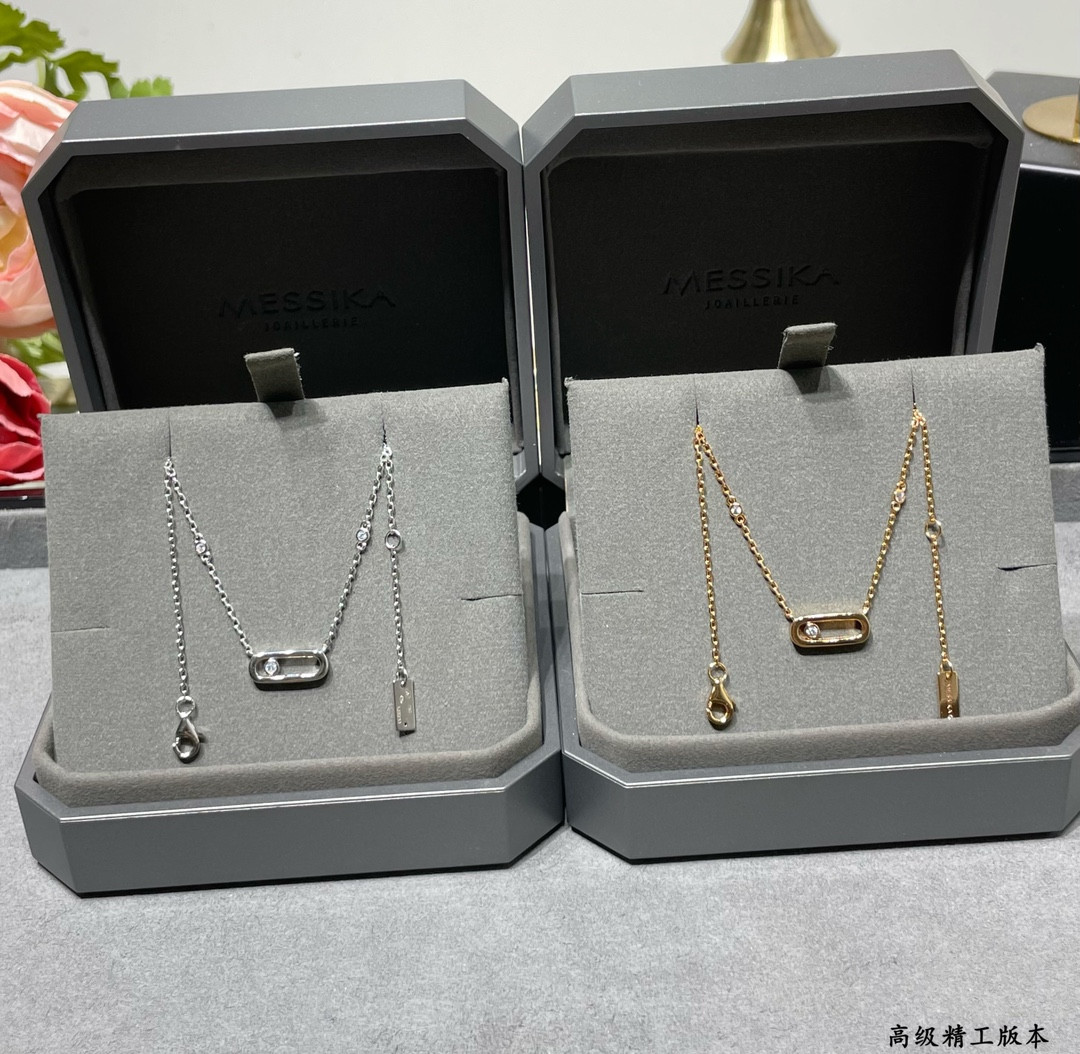 Mes1kaa polished single d1am0nd moving necklace