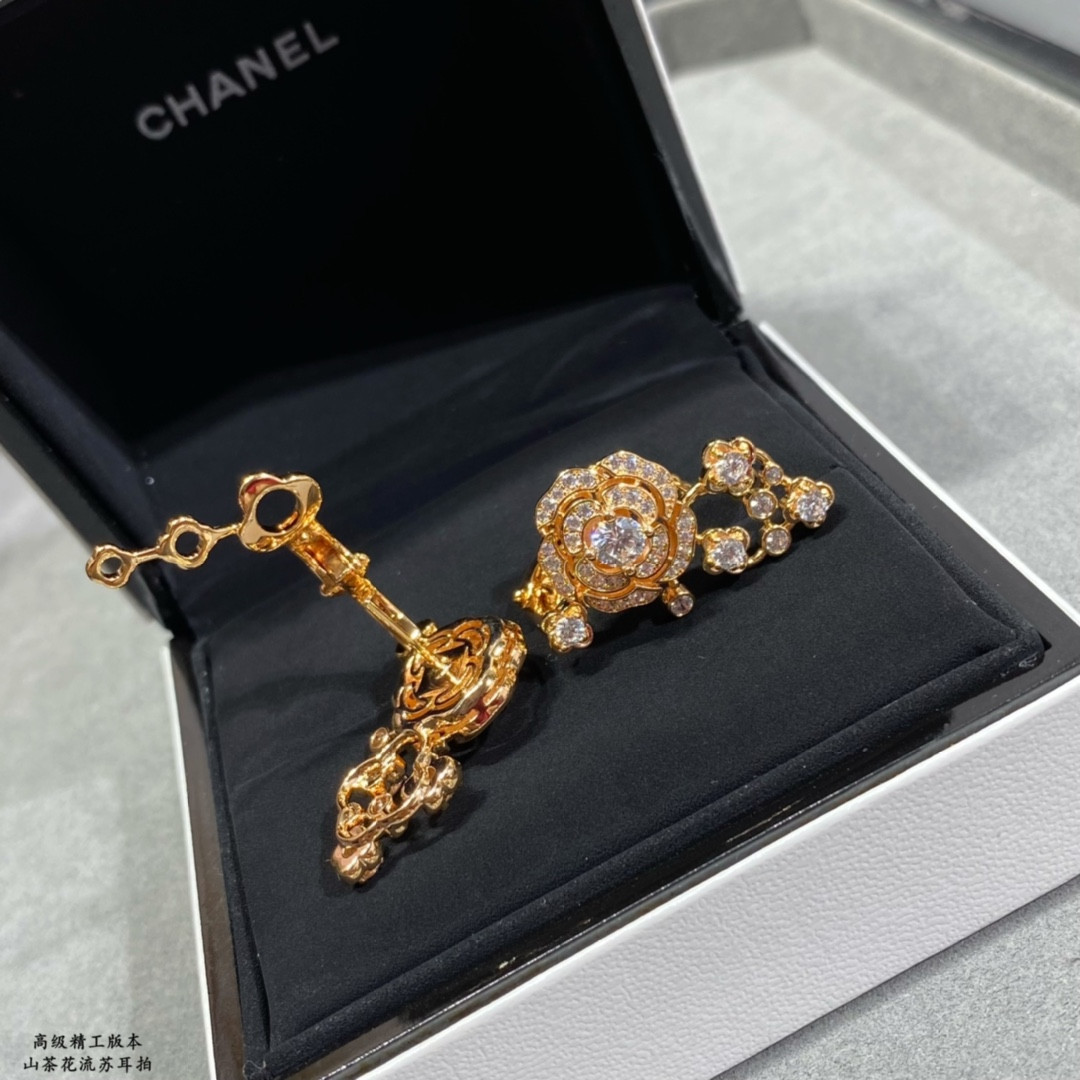 Ch**el Camellia Tassel Earrings